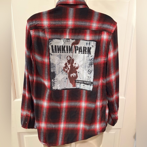 Upcycled Tops - Upcycled Linkin Park Flannel